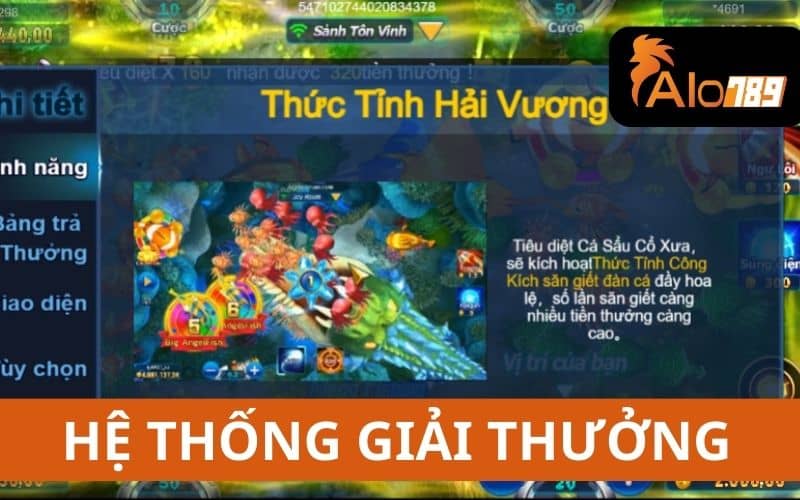 Hệ thống giải thưởng cực kỳ khủng trong vua đánh cá