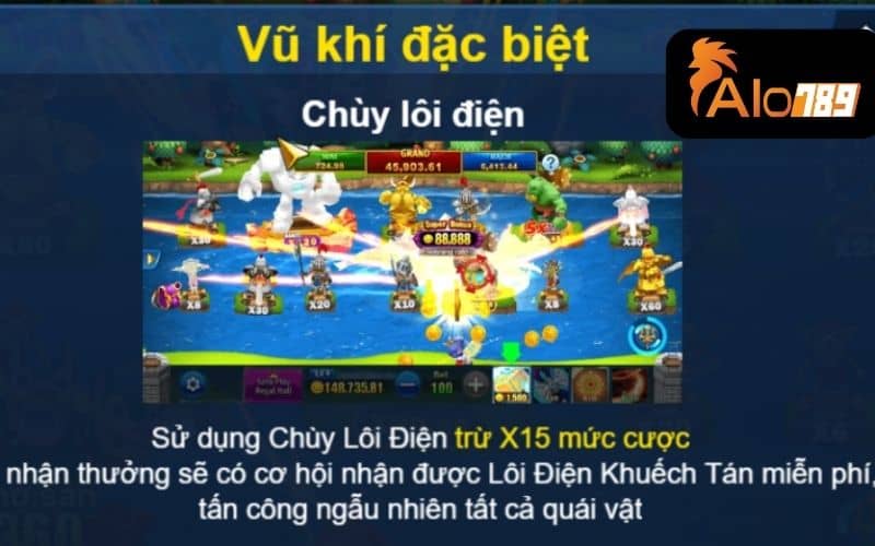 Sử dụng chùy lôi điện sẽ tấn công ngẫu nhiên các quái vật